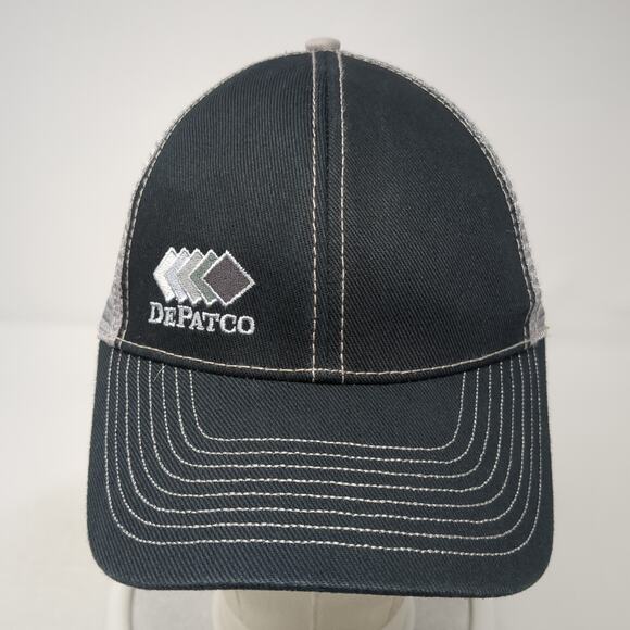 Depatco Strapback Trucker Hat Black One Size Adjustable Embroidered Mesh Back - Picture 2 of 9
